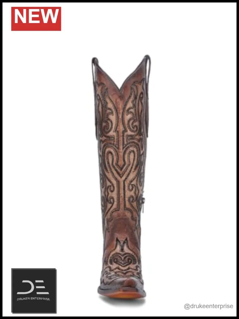 Crackled Crystal Rhinestone Embroidered Snip Toe Pull On Cowboy Heeled Boots